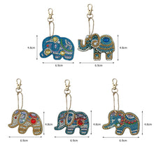Load image into Gallery viewer, 5pcs DIY Full Special Shaped Diamond Painting Elephant Keyring Keychains
