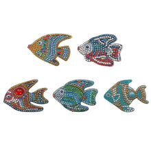 Load image into Gallery viewer, 5pcs DIY Cartoon Fish Diamond Painting Keyring Cross Stitch Keychain Decor
