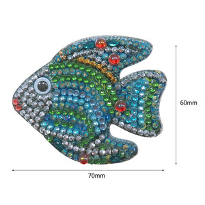 5pcs DIY Cartoon Fish Diamond Painting Keyring Cross Stitch Keychain Decor