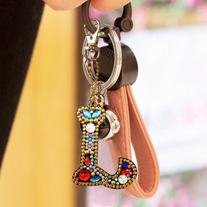 1pcs Diamond Keychains Hanging Ornament DIY Phone Bag Charm Decor (L)