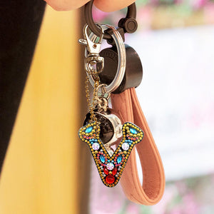 1pcs Diamond Keychains Hanging Ornament DIY Phone Bag Charm Decor (V)