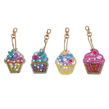 Load image into Gallery viewer, 4pcs DIY Keychain Diamond Painting Cake Ice Cream Key Ring Pendant Gift
