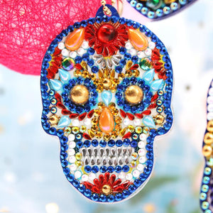 4pcs DIY Diamond Painting Keychain Special-shaped Full Drill Skull Ornament