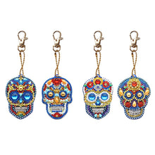 Load image into Gallery viewer, 4pcs DIY Diamond Painting Keychain Special-shaped Full Drill Skull Ornament
