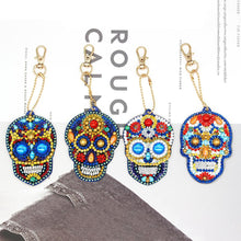 Load image into Gallery viewer, 4pcs DIY Diamond Painting Keychain Special-shaped Full Drill Skull Ornament
