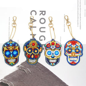 4pcs DIY Diamond Painting Keychain Special-shaped Full Drill Skull Ornament