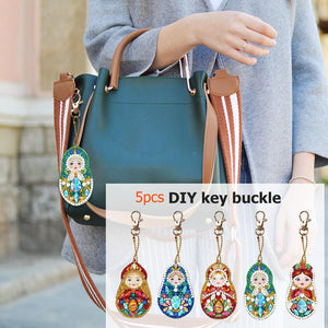 5pcs DIY Doll Full Drill Special Shaped Diamond Painting Keychain (YSK024)