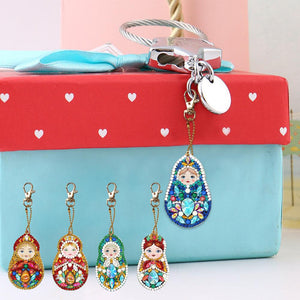 5pcs DIY Doll Full Drill Special Shaped Diamond Painting Keychain (YSK024)