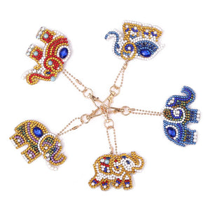 5pcs DIY Elephant Full Drill Special Shaped Diamond Painting Keychain Gifts