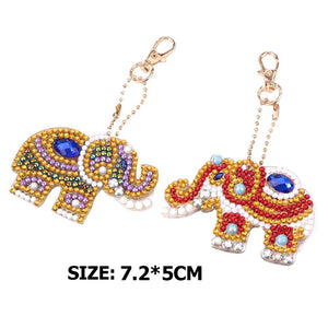 5pcs DIY Elephant Full Drill Special Shaped Diamond Painting Keychain Gifts