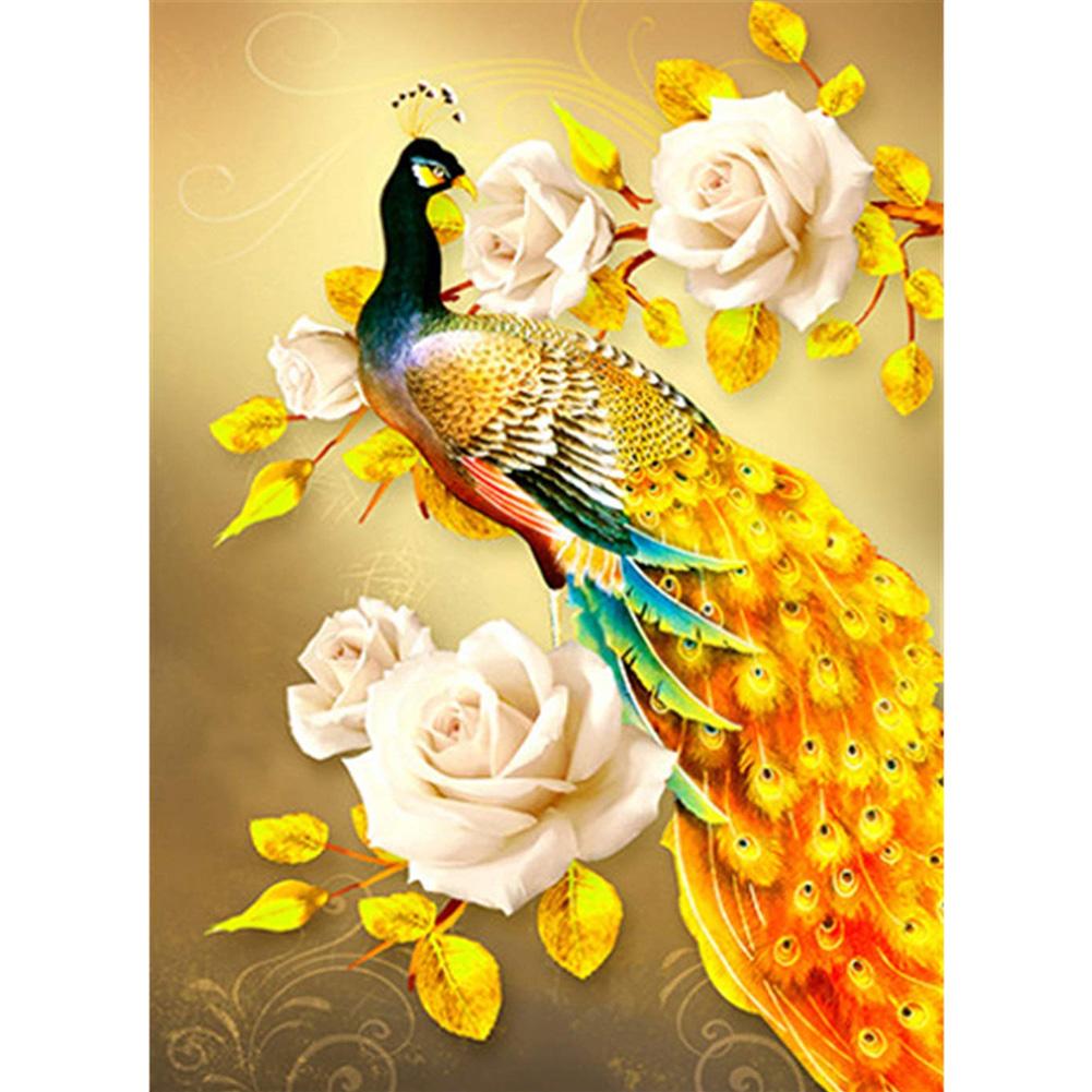 Peacock 30X25CM(Canvas) Partial Special Shaped Drill Diamond Painting