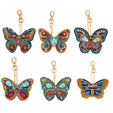 Load image into Gallery viewer, 6pcs Diamond Keychains Art Craft DIY Handmade Rhinestone Pendant Kid Adult Gifts
