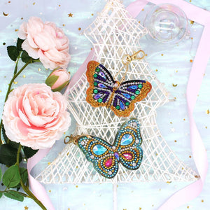 6pcs Diamond Keychains Art Craft DIY Handmade Rhinestone Pendant Kid Adult Gifts
