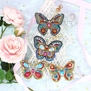 6pcs Diamond Keychains Art Craft DIY Handmade Rhinestone Pendant Kid Adult Gifts