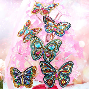 6pcs Diamond Keychains Art Craft DIY Handmade Rhinestone Pendant Kid Adult Gifts
