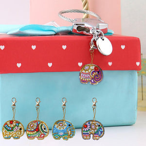 5pcs DIY Full Drill Special Shaped Diamond Painting Elephant Keychain Gift
