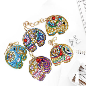 5pcs DIY Full Drill Special Shaped Diamond Painting Elephant Keychain Gift