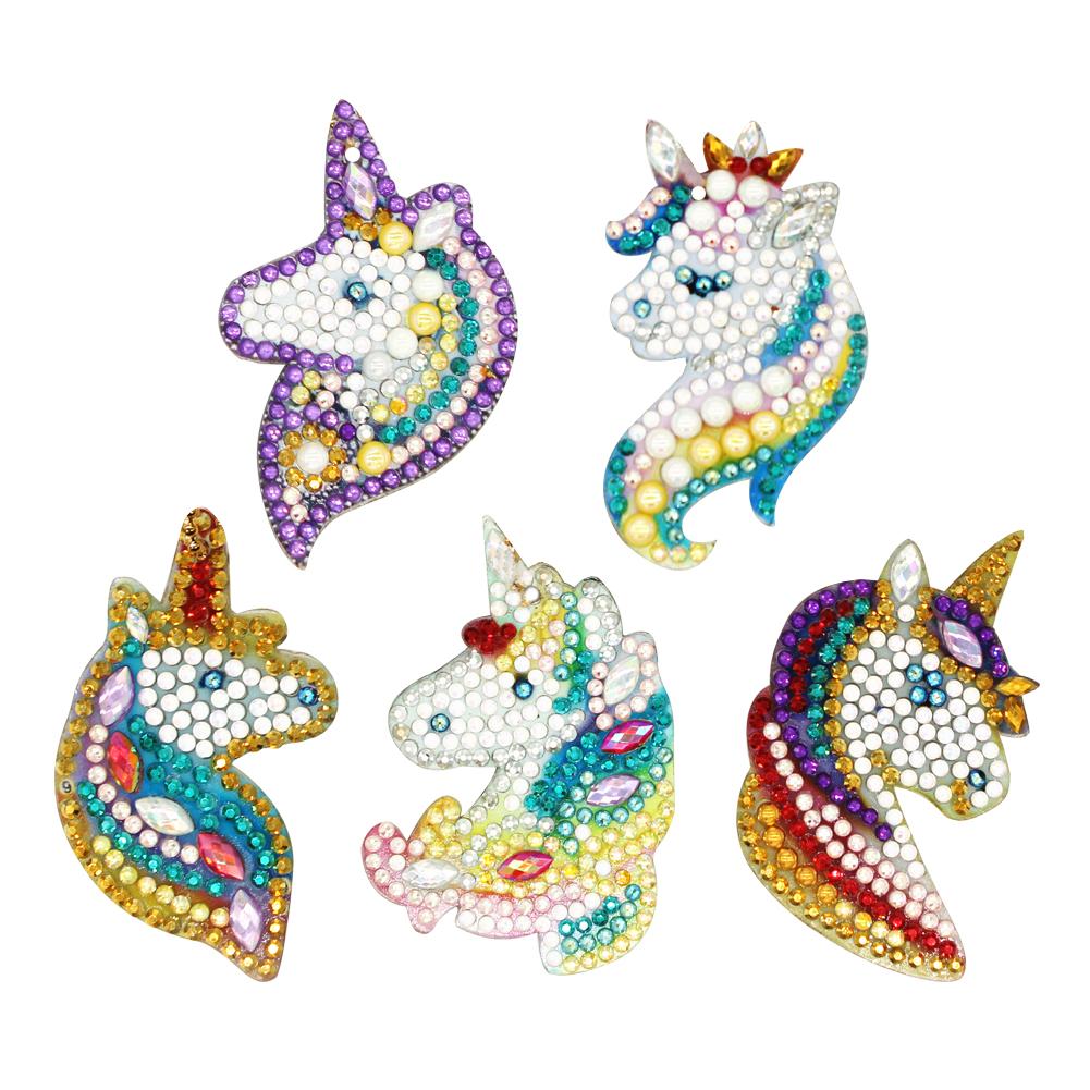 5pcs DIY Special Shaped Full Drill Diamond Painting Keychain Horse Key Ring