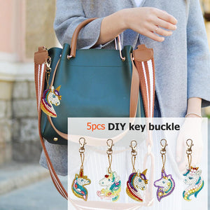 5pcs DIY Special Shaped Full Drill Diamond Painting Keychain Horse Key Ring