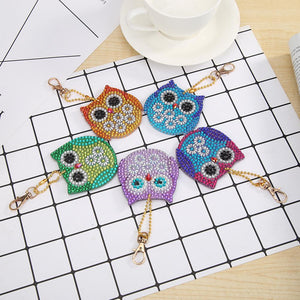5pcs Diamond Keychains Art Craft DIY Handmade Bird Pattern Phone Bag Charm Decor