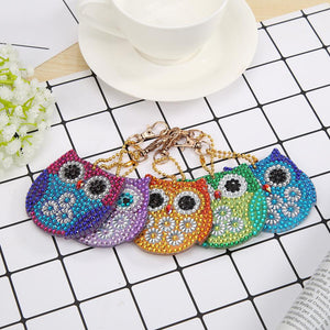 5pcs Diamond Keychains Art Craft DIY Handmade Bird Pattern Phone Bag Charm Decor