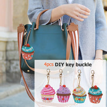 Load image into Gallery viewer, 4pcs Diamond Keychains Art Craft DIY Handmade Rhinestone Pendant Kid Adult Gifts
