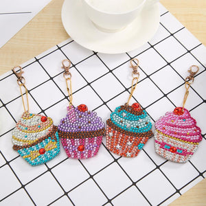 4pcs Diamond Keychains Art Craft DIY Handmade Rhinestone Pendant Kid Adult Gifts