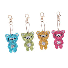 Load image into Gallery viewer, 4pcs DIY Bear Full Drill Special Shaped Diamond Painting Keychains Pendant
