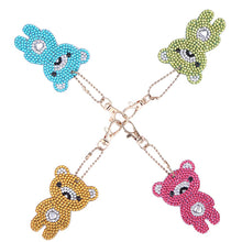 Load image into Gallery viewer, 4pcs DIY Bear Full Drill Special Shaped Diamond Painting Keychains Pendant
