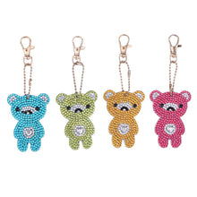 Load image into Gallery viewer, 4pcs DIY Bear Full Drill Special Shaped Diamond Painting Keychains Pendant
