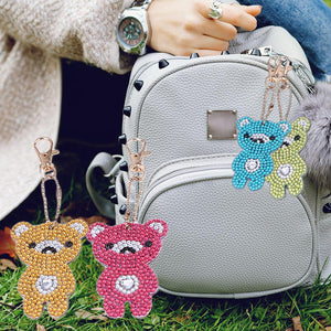 4pcs DIY Bear Full Drill Special Shaped Diamond Painting Keychains Pendant