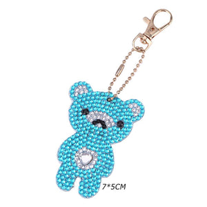 4pcs DIY Bear Full Drill Special Shaped Diamond Painting Keychains Pendant