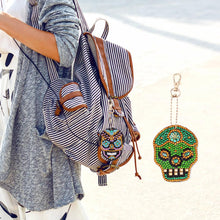 Load image into Gallery viewer, 5pcs DIY Full Drill Special Shaped Diamond Painting Skull Bag Keychain Gift
