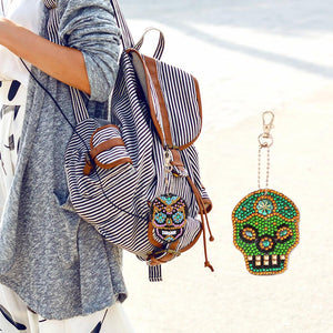 5pcs DIY Full Drill Special Shaped Diamond Painting Skull Bag Keychain Gift
