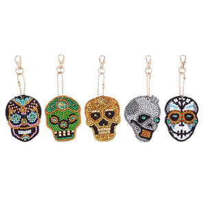 5pcs DIY Full Drill Special Shaped Diamond Painting Skull Bag Keychain Gift