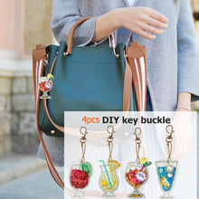 Load image into Gallery viewer, 4pcs DIY Full Drill Special Shaped Diamond Painting Juice Bag Keychain Gift
