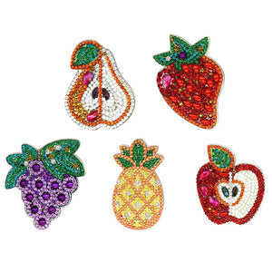 5pcs DIY Full Drill Special Shaped Diamond Painting Fruit Keychains Jewelry