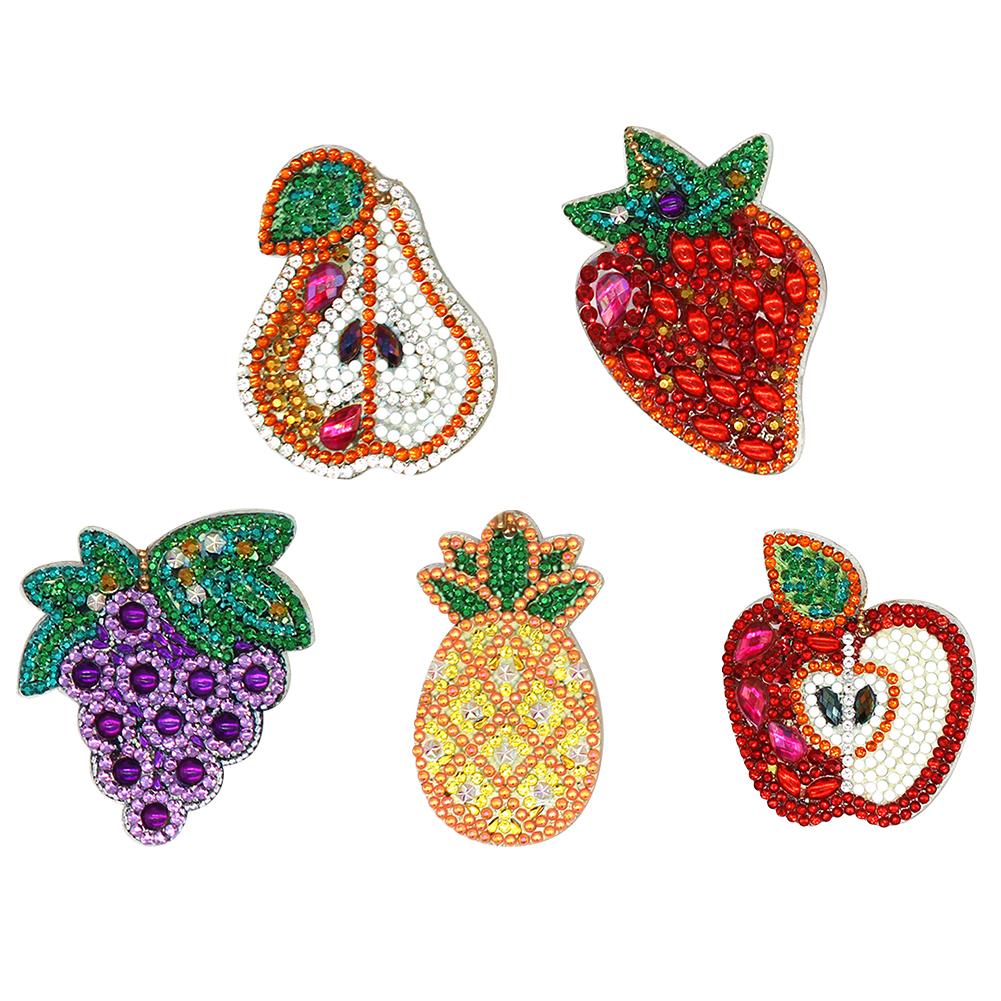 5pcs DIY Full Drill Special Shaped Diamond Painting Fruit Keychains Jewelry