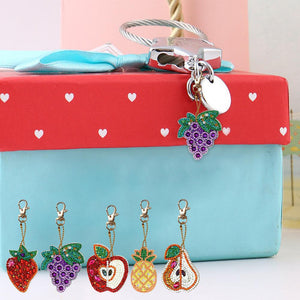 5pcs DIY Full Drill Special Shaped Diamond Painting Fruit Keychains Jewelry