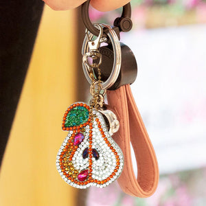 5pcs DIY Full Drill Special Shaped Diamond Painting Fruit Keychains Jewelry