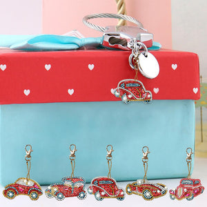 5pcs DIY Car Full Drill Special Shaped Diamond Painting Keychains Pendant