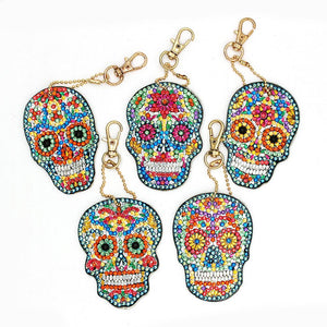 5pcs DIY Full Drill Special Shaped Diamond Painting Skull Keychains Jewelry