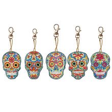 Load image into Gallery viewer, 5pcs DIY Full Drill Special Shaped Diamond Painting Skull Keychains Jewelry
