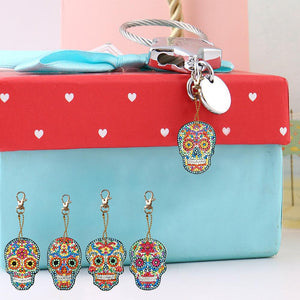 5pcs DIY Full Drill Special Shaped Diamond Painting Skull Keychains Jewelry