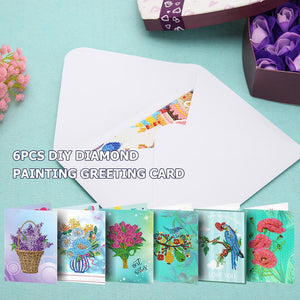 6pcs 5D DIY Special-shaped Diamond Painting Birthday Greeting Cards Gift