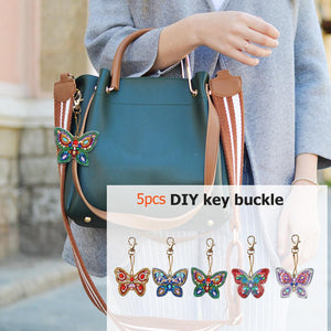 5pcs Diamond Keychains Art Craft DIY Handmade Rhinestone Pendant Kid Adult Gifts