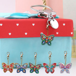 5pcs Diamond Keychains Art Craft DIY Handmade Rhinestone Pendant Kid Adult Gifts
