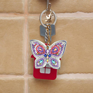 5pcs Diamond Keychains Art Craft DIY Handmade Rhinestone Pendant Kid Adult Gifts