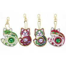 Load image into Gallery viewer, 4pcs DIY Full Drill Special Shaped Diamond Painting Cat Keychain Pendant
