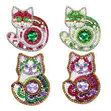Load image into Gallery viewer, 4pcs DIY Full Drill Special Shaped Diamond Painting Cat Keychain Pendant
